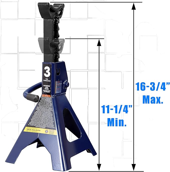 TCE AT43202U Torin Steel Jack Stands: 3 Ton (6,000 lb) Capacity, Blue, 1 Pair
