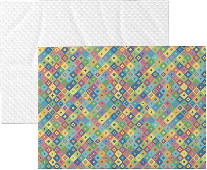 Dog and Cat Blanket in One, Rainbow Diagonal Plaid, Double Sided Plush Throw with Raised Dot Pattern on One Side and Flat Velvet on Other for Variety