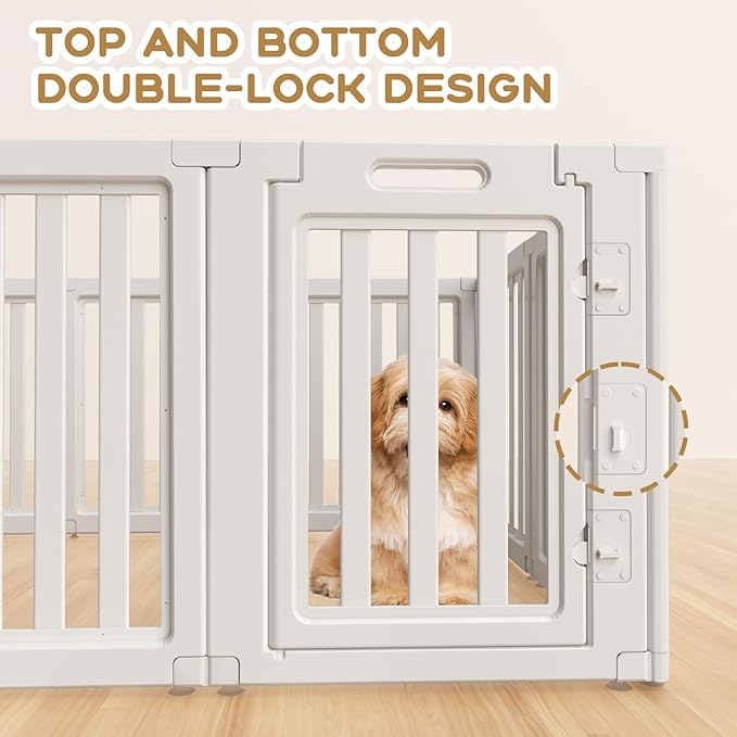 Clear Dog Play Pen,Pet Playpen with Door,Easy to Clean and Install Puppy pens for Both Indoor and Outdoor use (White, 23.6 inch Height, 8 Panels)