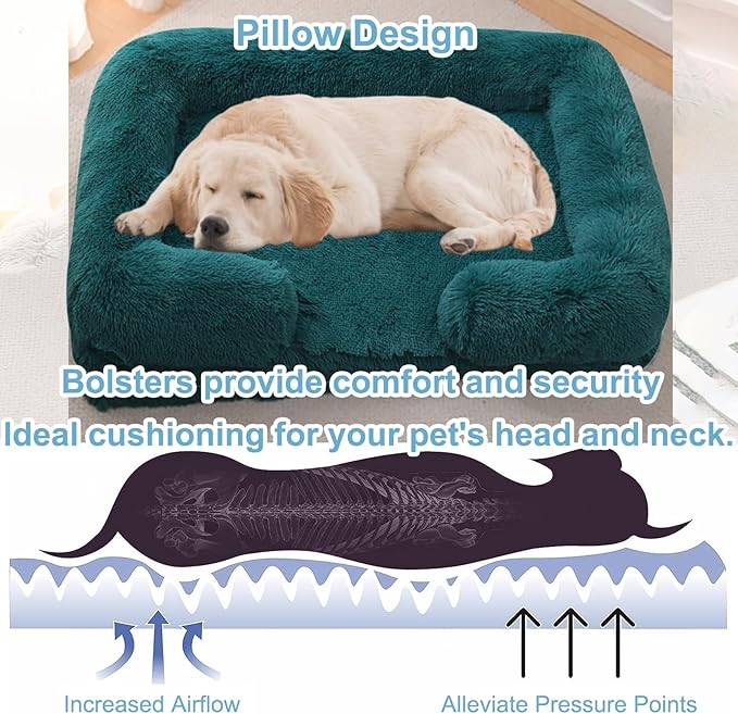 Dog Beds Large Sized dog Orthopedic, Sofa Dog Bed with Waterproof Lining and Nonskid Bottom, Rectangle Washable Dog Bed for Medium Small Dogs and Cats Comfortable ( Color : Blue1 , Size : 23 x 18" )