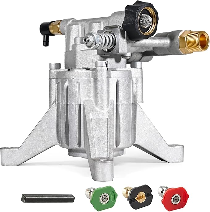 TOOLCY 7/8" Shaft Vertical Pressure Washer Pump - Rear Inlet/Outlet Max 3400 PSI @ 2.5 GPM OEM & Power Washer Pump for Gas Washer, More Replacement for Simpson, Ryobi, Honda etc