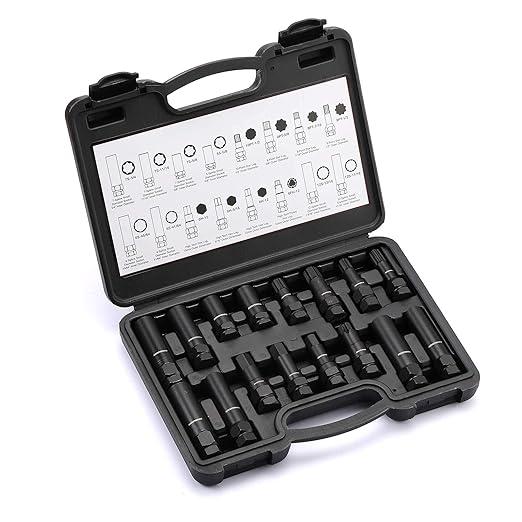 MIXPOWER 16-Piece Locking Lug Nut Master Key Set of Spline Star and Hex Style Keys, Wheel Lock Removal Kit, Thin-Walled and Long Lug Keys to Prevent Damage to Wheels Double-Hex Heads