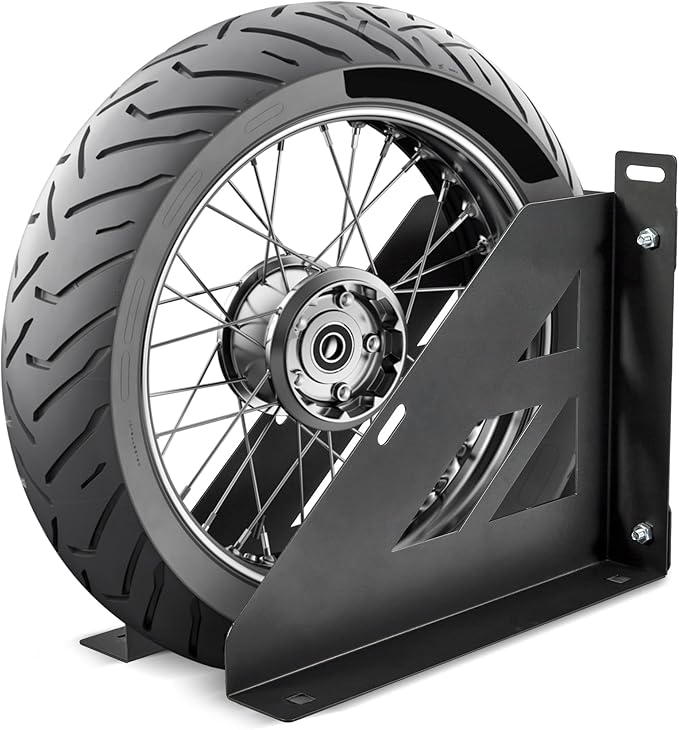 Heavy Duty Motorcycle & Bike Wheel Chock Stand, Adjustable Range for 1" to 4.3" Width Tires, Dual-Use Parking Rack for Garage Storage Pickup Truck Fit for Most Tire Size 16"-29" Wheels