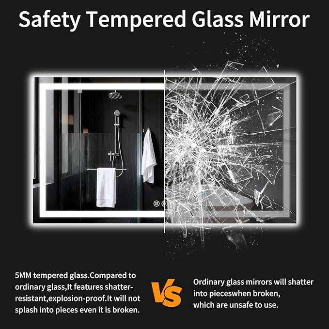 LED Bathroom Mirrors 32"x72" Bathroom Mirror with Lights for Wall, Backlit + Front Lit, 3 Colors, Anti-Fog, Dimmable Brightness for Vanity,Bathroom, Entryway, Living Room