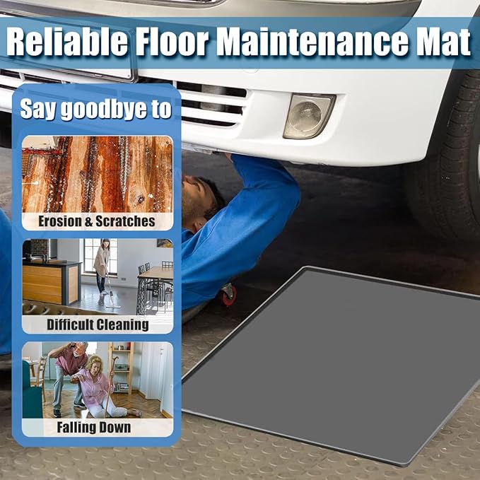 Oil Spill Mat Oil Drip Pan Under Car, Garage Floor Mat Drip Tray, Soft Silicone Pad With Raised Edge, Liquid Drain Pan Catcher Automotive Tray, Driveway Pad For Liquid Leaks Non-Slip No Splatter 34x22