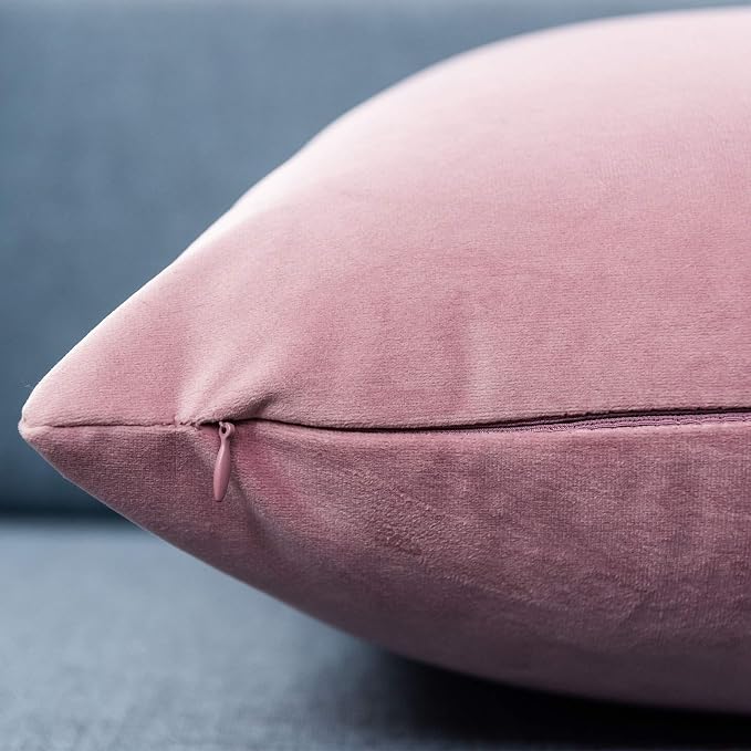 28x28 Velvet Throw Pillow Covers Set of 2 for Couch Sofa Bed,Pink Purple | JUSPURBET Decorative Euro Pillow Covers with Invisible Zipper for Modern Living Room Bedroom Home Decor