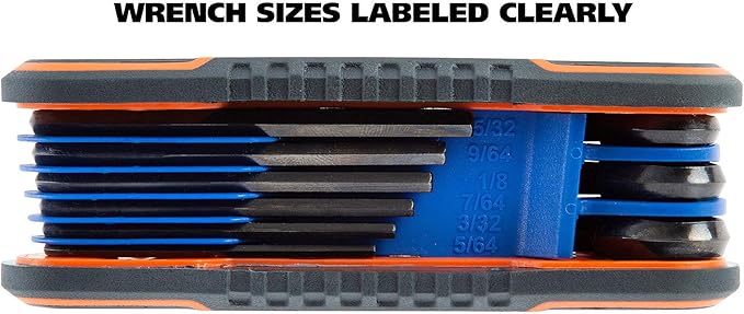 Great Neck 74206 25 Piece Folding Star, SAE, And Metric Hex Key Set, Allen Key Set, Labeled Wrench Sizes, Adjustable, Color Coded Body for Easy Identification