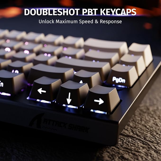 ATTACK SHARK X68 HE RT Mechanical Gaming Keyboard 60% Wired TKL-Moonlight | Adjustable Actuation,Hall Effect Magnetic Switch,8KHz Polling Rate,RGB Backlit,Top Mount,Side Printed Keycap for PC Mac Gamer