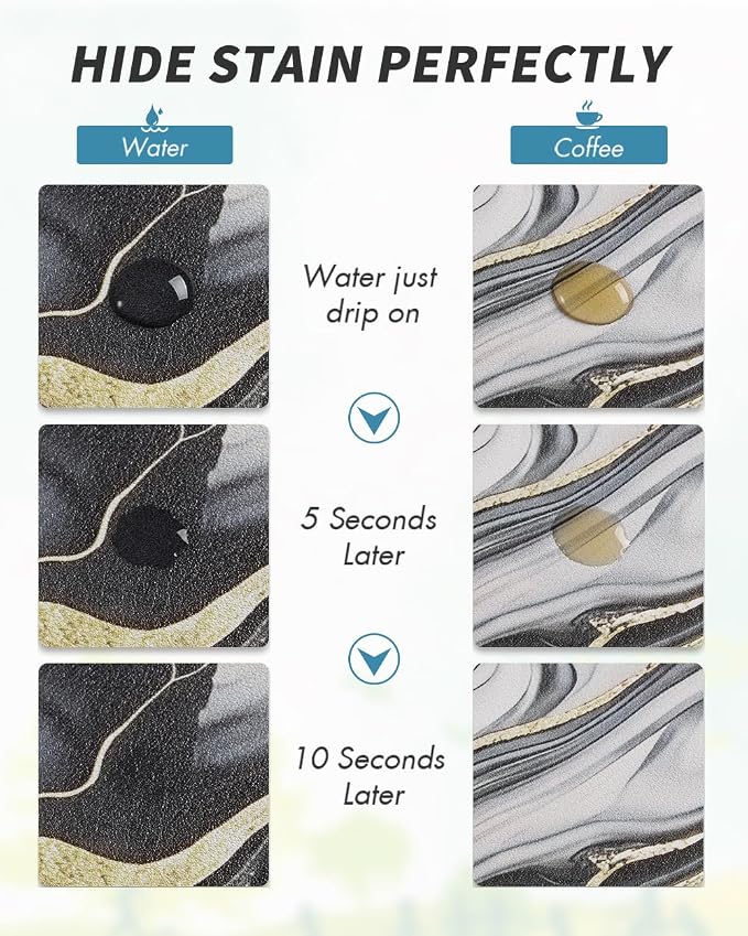 AMOAMI Dish Drying Mat for Kitchen Counter-Coffee Mat Bar Accessories, Hide Stain, Rubber Backed, Absorbent, Fit Under Coffee Maker, Espresso Machine, Pot, Dish Rack,(16X24,Marble,Black)