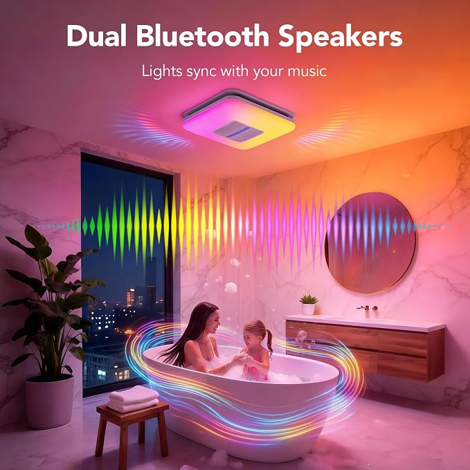 OREiN Matter Smart Bathroom Fan with Light ��� Humidity Sensor, 130���160 CFM Ventilation, Ultra-Quiet 1.0 Sone, Tunable White & Custom RGB, Dual Bluetooth Speakers, Compatible with Alexa & Google Home