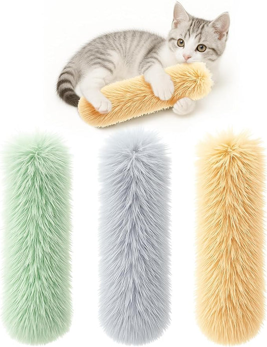 3 Pack Cat Pillow Toys with Catnip, Soft Plush Crinkle Cat Kicker Toys, Interactive Indoor Kitten Chew Toys for Kitty Exercise, Catnip Toys, Promotes Self Play