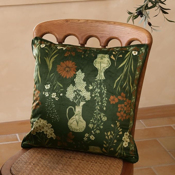 Designer Velvet Throw Pillow Cover,Set of 2,18"x18"-Nocturne | Pillow Cover,Concealed Zipper Design,Dragonfly Pattern,Sofas,Bedroom,Living Room,Lounge Chairs,All Season Home Decor