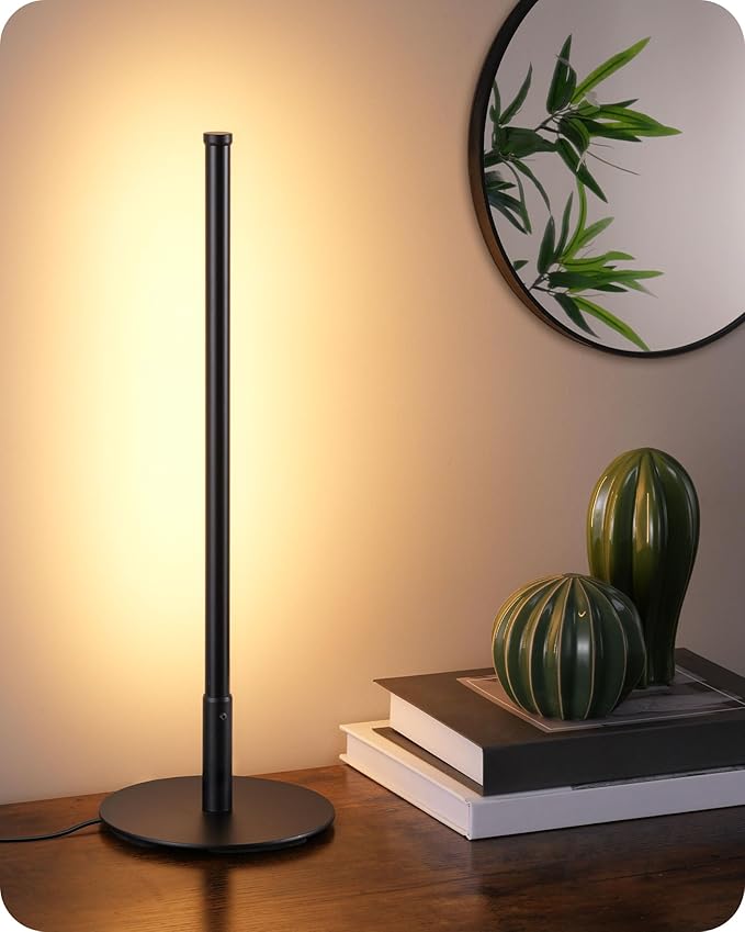 EDISHINE Upgraded LED Table Lamp, Stepless Dimmable Bedside Lamp with 3 Color Temperature, Modern Nightstand Lamp, Desk Lamp for Bedroom, Living Room, Corner, Gift, Metal Finish, Black, 6W | 3 Color Temperature, Memory Function, Metal Finish, Skinny Mo...