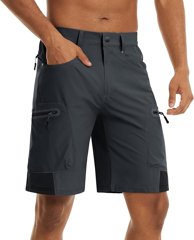 TACVASEN Men's Hiking Cargo Shorts 10" with Zipper Pockets Quick Dry Casual Stretch Golf Work Short Outdoor Summer