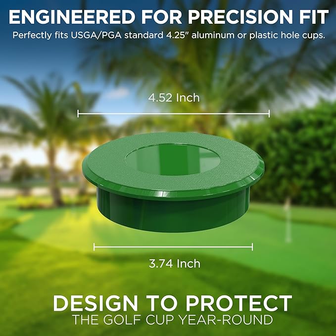 KINGTOP Golf Hole Cup Cover – Fits Standard 4.25" Aluminum & Plastic Golf Cups – Convert Backyard Practice Putting Green to Multi-Use Space