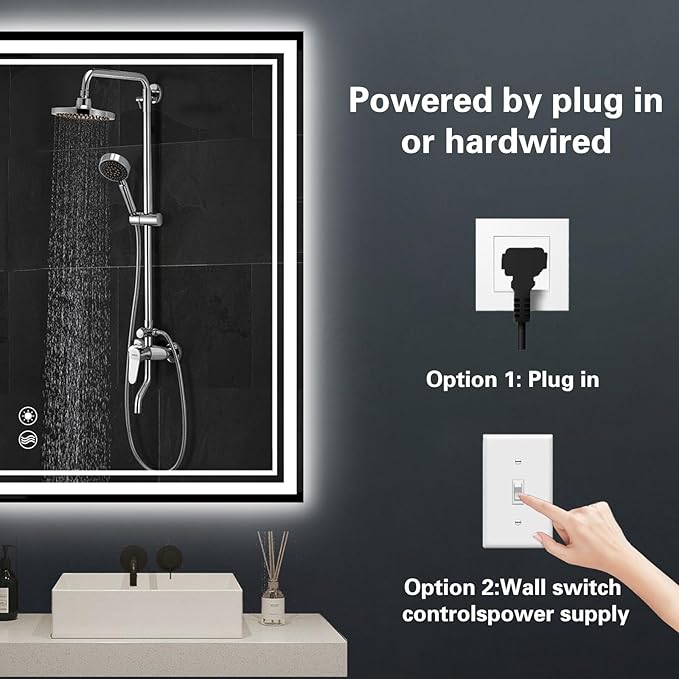 2 Pack 24“ x 32” LED Bathroom Mirror Fogless LED Mirror for Bathroom Dimmable 3 Colors Bathroom Mirror with Lights Smart Mirror Memory Function Wall Mounted Horizontal/Vertical
