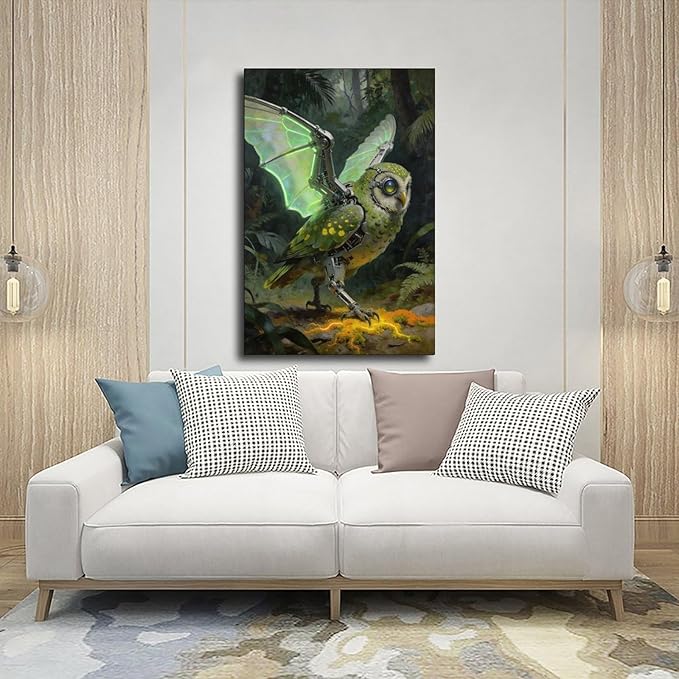 Framed Cyber Fantasy Wall Art for Living Room And Home Office Modern Sci Fi Nature Inspired Decor 20x30inch(50x75cm)