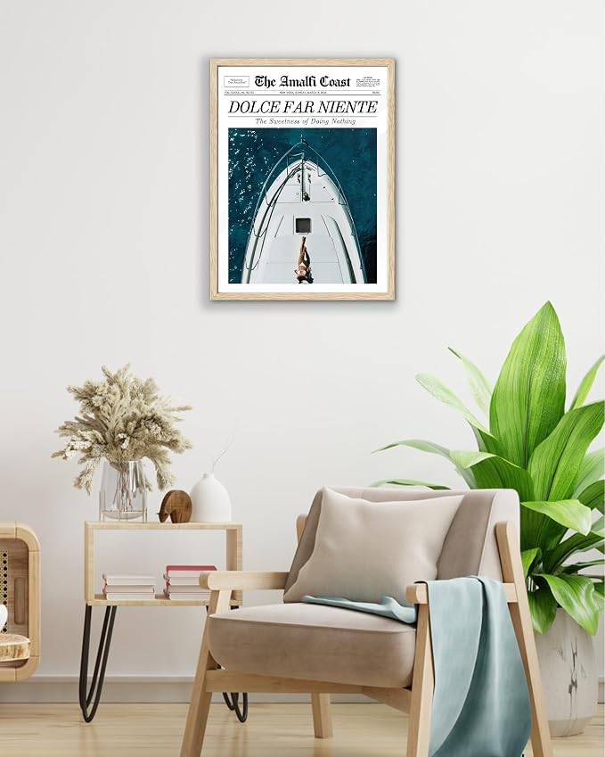 EcoHest 12x16 in Dolce Far Niente Newspaper Canvas Art | Unframed Canvas Print, Italian Summer Newspaper Decor for Living Room, Bedroom, Apartment, Dorm Room, 1Pack
