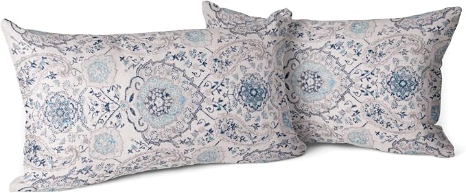 Snycler Boho Throw Pillow Covers 12x20 inch Set of 2 Terracotta Rust Blue Colored Throw Pillows Double Sided Boho Home Soft Decor for Bedroom Living Room Couch & Sofa (No Inserts)
