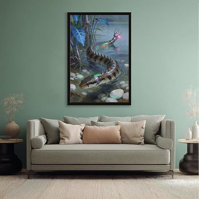 Framed Futuristic Nature Wall Art for Modern Living Room Creative Sci Fi Style Interior Decor 12x18in