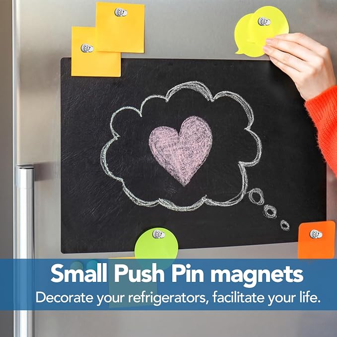 LOVIMAG Fridge Magnets 28Pcs, Magnet for Refrigerator Whiteboard, Silver | Small Strong Neodymium Metal Cute Push Pin for Classroom, Kitchen, Accessories Decorative, Office, Calendar