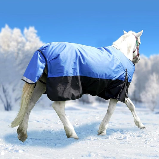 78” Winter Horse Blanket, 1200D Waterproof Poly Horse Turnout Blanket, Durable Tear-Resistant Thick Horse Blanket with Snuggit 220g Filling, Breathable Warmth Turnout Blankets for Horse