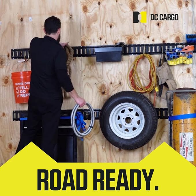 E Track Accessories TieDown Kit - (4) 2"x16" Ratchet Straps, (8) TieOffs, (6) O Rings, (1) Etrack Cargo Bag. Ideal TieDown Accessories Bundle for Trucks, RVs, Bikes, Trailers, Boats - DC Cargo Mall