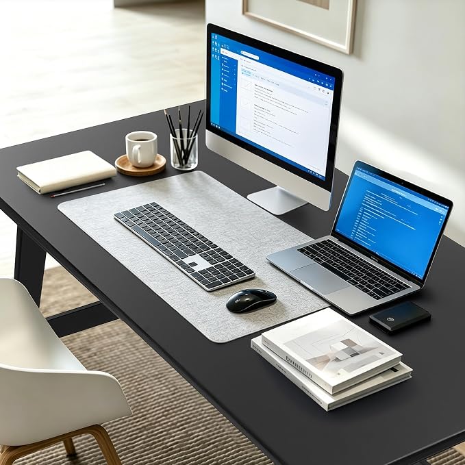 Nnewvante Bamboo Writing Desk, 46" Computer Desk with Drawers, Black | Modern Simple Desk with Storage for Home Office Bedroom