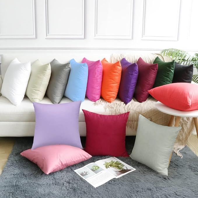 Thmyo 4-Pack 100% Cotton Comfortable Solid Decorative Throw Pillow Case Square Cushion Cover Pillowcase Sublimation Blank Pillow Covers DIY Throw Pillowcase for Sofa(18x18inch/45x45cm,Grey)