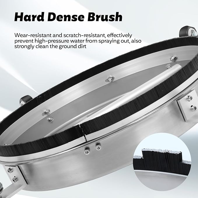 FAHKNS 15" Pressure Washer Surface Cleaner with 4 Wheels Stainless Steel Housing Power Washer Surface Cleaner with Replacement Nozzles & Extension Wands 4000PSI