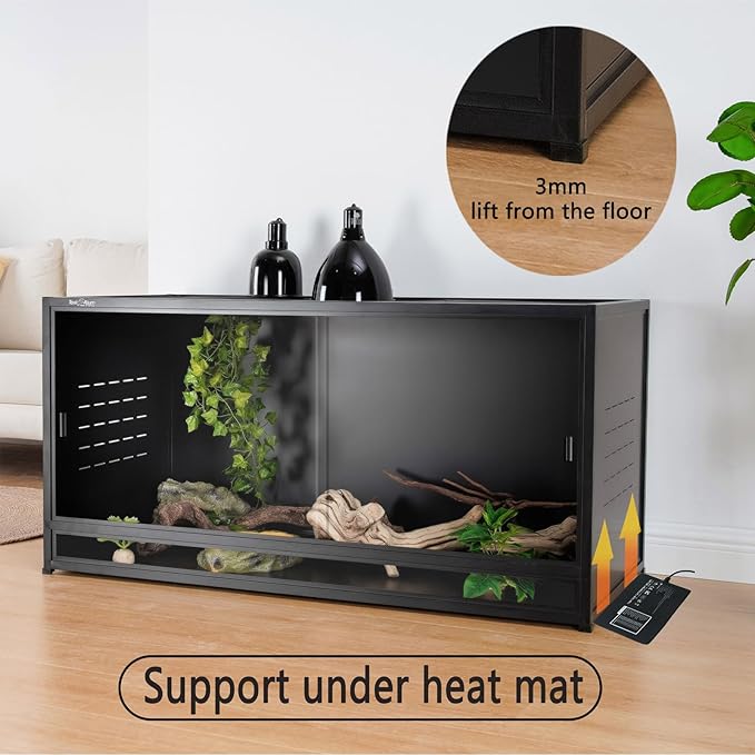 Reptile Enclosure Stand Bundle: Elevate Your Habitat - Includes Stand and Extra Enclosure for a Complete Elevated Setup 48 inches Width(Black)