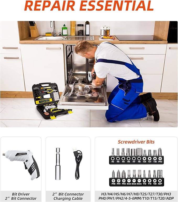 136 Piece Tool Set,General Household Hand Tool Kit with Plastic Toolbox Storage Case-136 Piece…