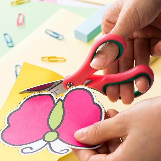 LIVINGO 5" Kids School Scissors: Small Safety Scissors Pointed Tip, Soft Handle Right Left Handedfor Craft, Classroom, Child, Toddler, Assorted Colors, 3 Pack