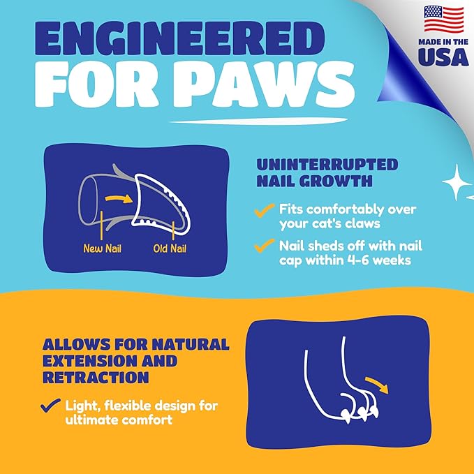 Soft Claws Cat Nail Caps for Medium Cats – (40 Caps, Pink Sparkle) - Made in USA - Veterinarian-Developed | Protects Furniture & Skin - Easy to Apply, Long-Lasting Anti-Scratch Soft Cat Claw Covers