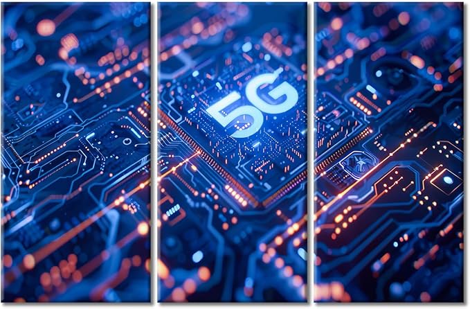 Canvas Painting Print Concept CPU Microchip Pictures Wall Art AI and Data Network Painting for Living Room Bedroom Decor Office Wall Decor Stretched and Framed Ready to Hang 60"Wx40"H