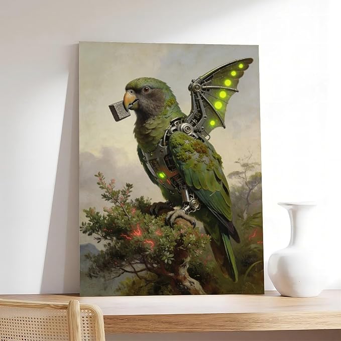 Framed Mechanical Fantasy Wall Art for Modern Living Room Industrial Sci Fi Decor Statement Piece 08x12inch(20x30cm)