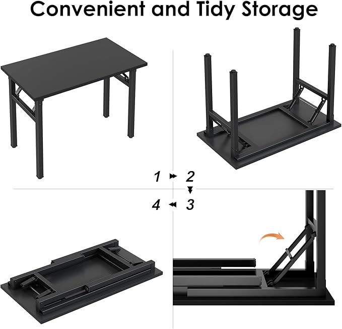 Need Office Computer Desk 35.8 Inch Sturdy Folding Laptop Table White | White Frame Writing Gaming Work Table/Foldable Home Office Desk/Sewing Table, No Assembly Required