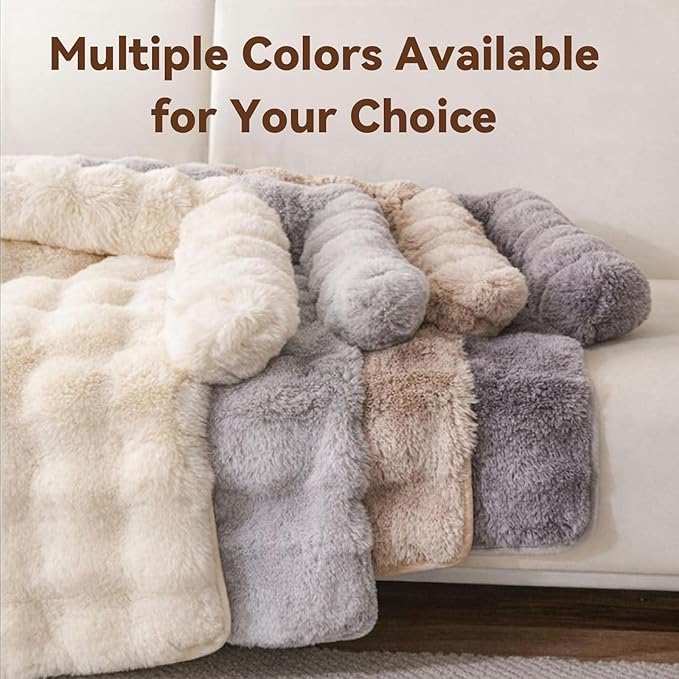Dream Cloud Pet Sofa Bed, Dream Cloud Pet Sofa Bed Cover, Cozy Rabbit-Velvet Non-Slip Washable Fluffy Plush Pet Mat for Furniture Protection, Soft Couch Bed for Dogs & Cats (Brown, 70X70 CM)