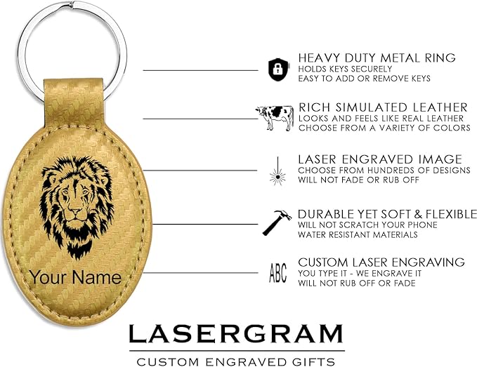 LaserGram Oval Keychain, Off Road Racer, Personalized Engraving Included (Carbon Fiber Gold)