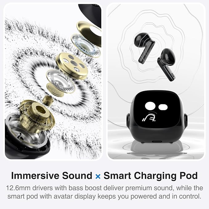 OSO AI Earbuds with ChatGPT & Claude Integration, Smart Wireless Bluetooth Ear Bud Recorder Meeting Assistant, Transcribe + Summarize in 102+ Languages for Work Call Home, Charging Pod w/Display