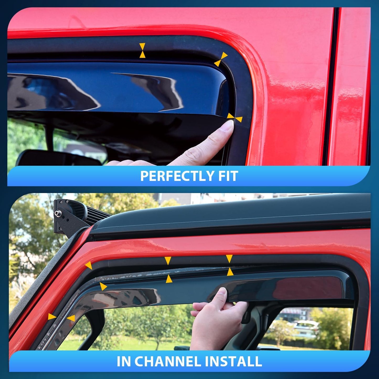 Nilight in Channel Rain Guards for Chevy Silverado/Sierra 2500HD/3500HD 2020 2021 2022 2023 2024 2025 Crew Cab Original Window Deflectors, Vent Window Visors-4PCS