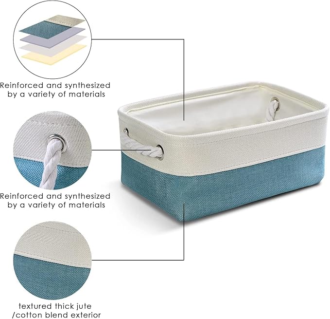 Organization and Storage Basket for Organizing - 12X8X5.2 inch 6 Pack Fabric Cube Storage Bin Collapsible Baskets for Shelves, Storage Box for Cloth Decorative room (White & Green)