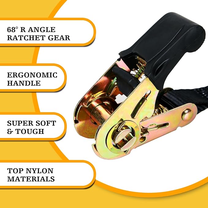 Endless Retractable Ratchet Straps 1650 lb Break Strength 1" x 20 Ft (No Hooks)Tie Down Strap Rope Travel Trailer/RV Motorcyle,Car Cargo Ropes for tieing up Stuff,Case,Water Tank to Roof Rack,or Trees