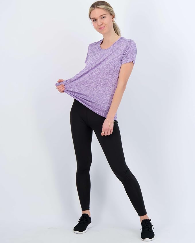 5 Pack Women's Dry Fit Short Sleeve Athletic Gym Workout Running Tops | Available in Plus Size, Exercise, Sports, Fitness, Quick Dry, Cooling, Moisture Wicking, Loose Basic Tees, Yoga, Pilates