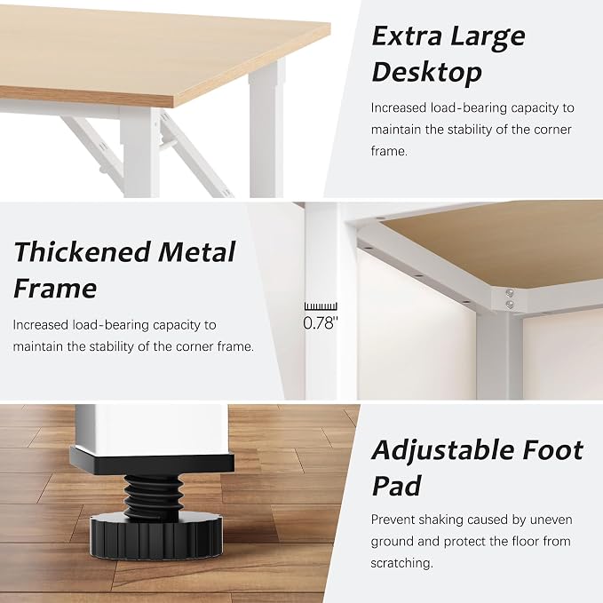 Need Office Computer Desk 47.2x23.6 in Sturdy Folding Laptop Table Pink Oak | White Frame Writing Gaming Work Table/Foldable Home Office Desk/Sewing Table, No Assembly Required