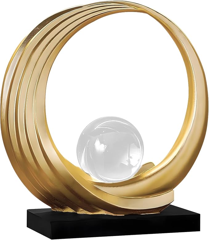 Dosker Modern Abstract Stripe Golden Shelf Decor Statues | Coffee Table Home Decor Sculpture,Desk Decoration for Living Room,Office (Golden)