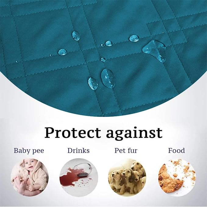 Dog Bed Cover Waterproof Microfiber Quilted Mattress Cover Pet Mat Silicon Non Slip 9 Size Furniture Protectors for Bed Sofa Couch (173 x 208 cm/68 x 82 in,Deep Blue)
