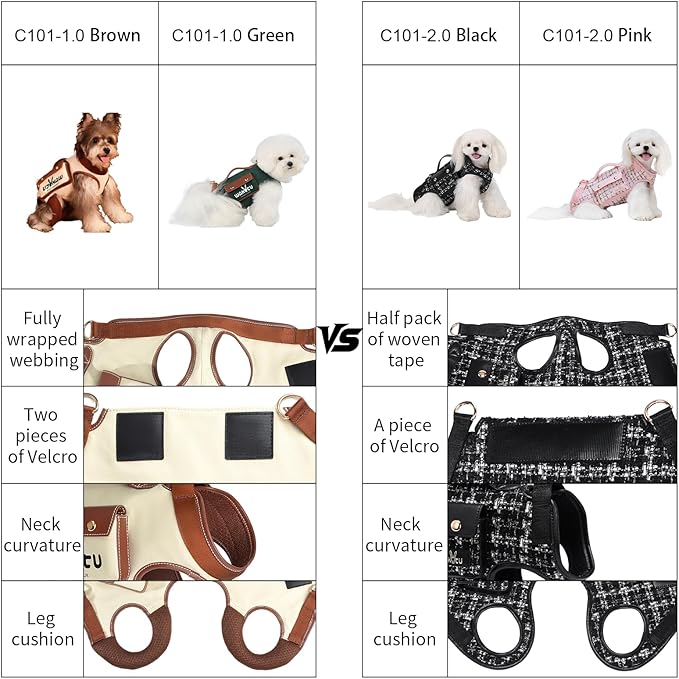 Dog Lift Harness Dog Carrier Dog VES Harness Adjustable Dog Leash with Small Puppy Treat Bag（Green,M）