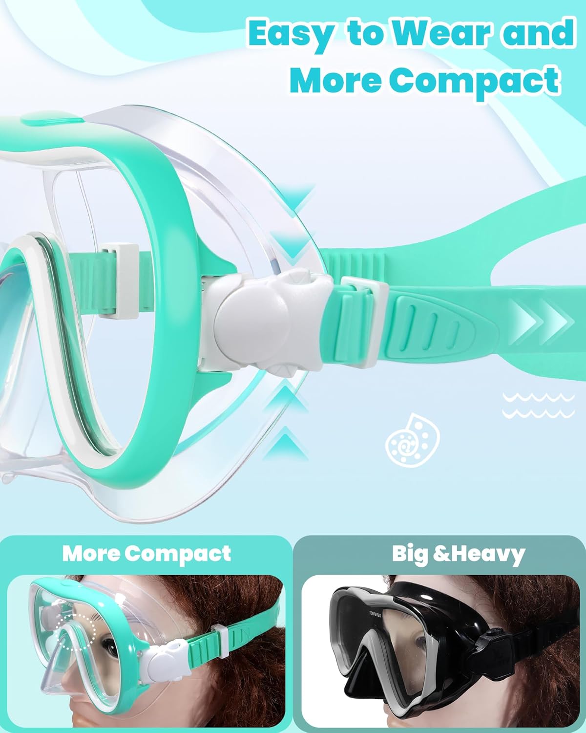 Seago Swim Goggles - 2 Pack with Nose Cover for Kids Ages 6-14 | Wide-Frame Design for Comfort