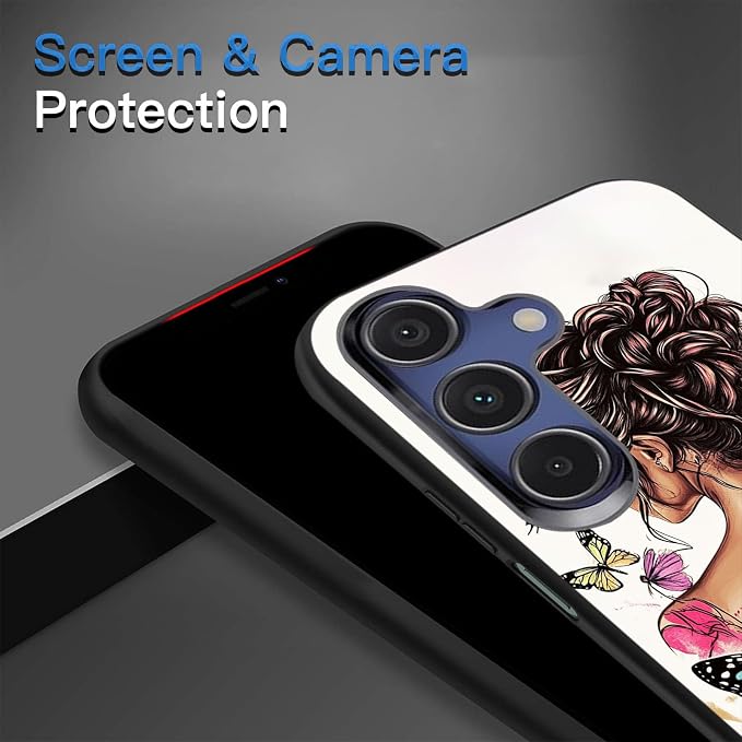 Designed for Galaxy A17 5G Phone Case,Slim Silicone Shockproof Protective Case for Galaxy A17 5G 6.7 inch,Butterfly Girl Watercolor Art